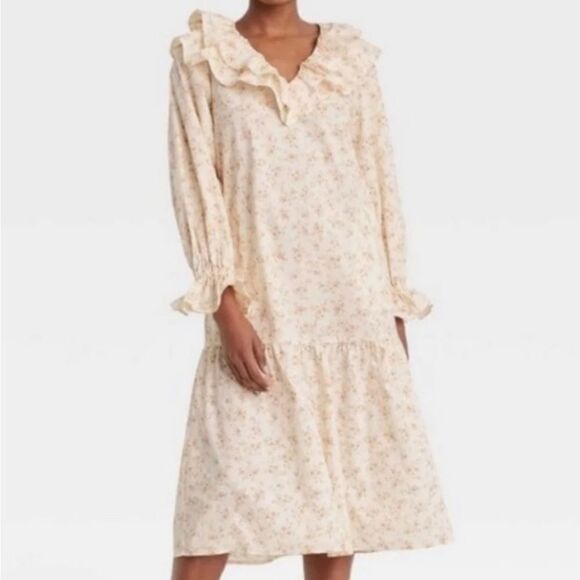 Who What Wear Women Ruffle Charming Floral Midi Dress NWT Size S - Picture 1 of 15